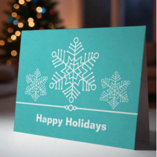 Fijne Snowflakes kerstKaart, Turquoise Feestdagen Kaart