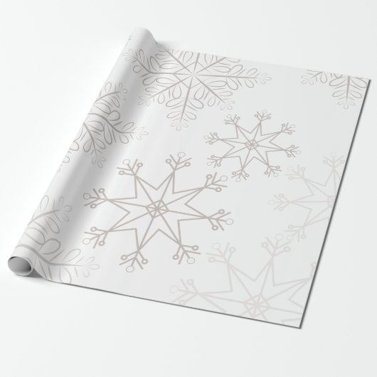 Fijne Snowflakes Witte kerst Cadeaupapier (Uitgerold)