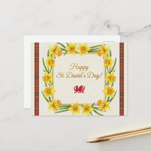 Fijne St. David-dag Ansichtkaart Briefkaart (Voorkant / Achterkant in situ)