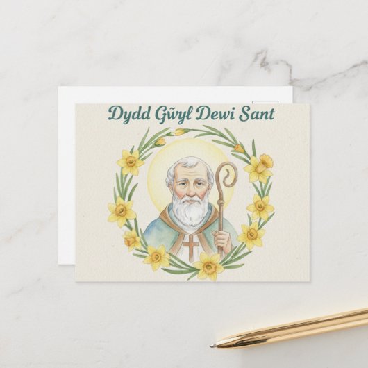 Fijne St. David-dag Ansichtkaart Briefkaart (Voorkant / Achterkant in situ)