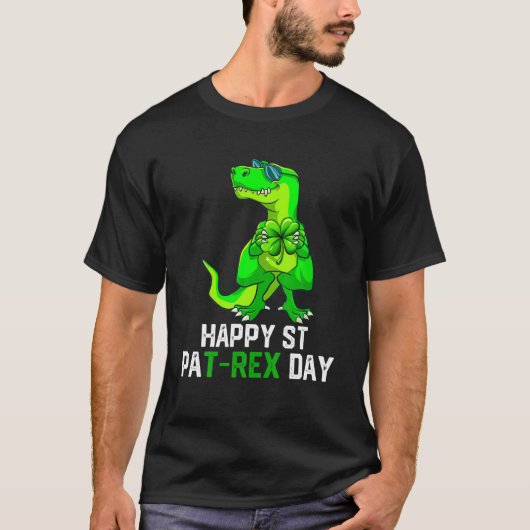 Fijne St Pat Rex Patrick's Day Funny Dinosaur Boys T-shirt (Voorkant)