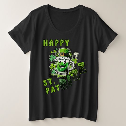 Fijne St. Pat Rizz Dag Grote Maat T-shirt (Design voorkant)