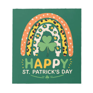 Fijne St. Patrick's Dag Cute Regenboog Luipaard Notitieblok