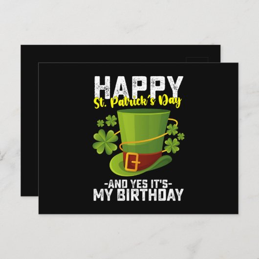 Fijne St. Patrick's Dag En Ja Het Is Mijn Verjaard Briefkaart (Voorkant / Achterkant)
