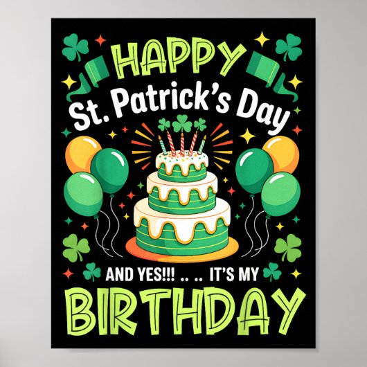 Fijne St. Patrick's dag en verjaardag mannen vrouw Poster (Voorkant)