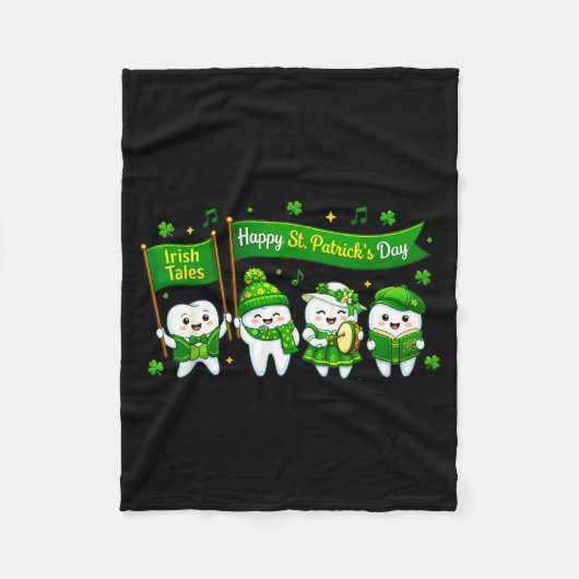 Fijne St. Patrick's dag gebit tand karakters Fleece Deken (Voorkant)