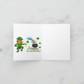 Fijne St. Patrick's Dag Leprechaun Regenboog Kaart (Binnen)