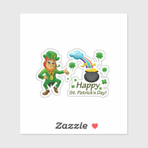 Fijne St. Patrick's Dag Leprechaun Regenboog Sticker