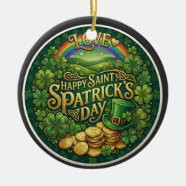 Fijne St. Patrick's Dag Liefde Hart Regenboog Sham Keramisch Ornament