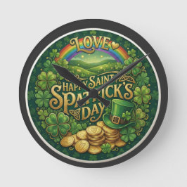 Fijne St. Patrick's Dag Liefde Hart Regenboog Sham Ronde Klok