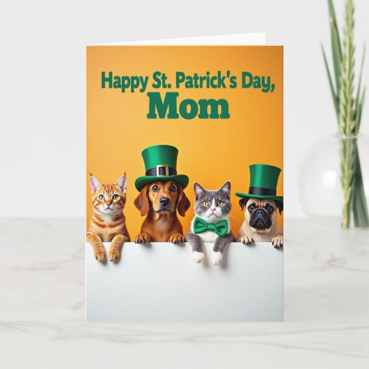 Fijne St. Patrick's Dag Moeder Huisdieren Kaart (Voorkant)