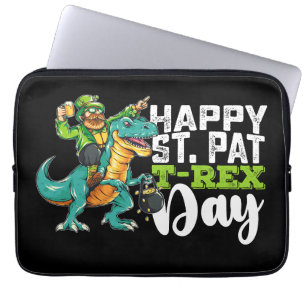 Fijne St. Patrick's Dag Pat T Rex Dinosaur Laptop Sleeve