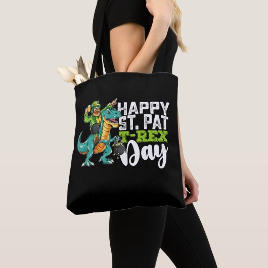 Fijne St. Patrick's Dag Pat T Rex Dinosaur Tote Bag (Dichtbij)