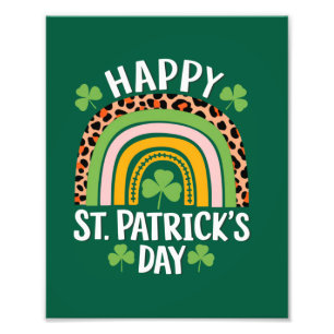 Fijne St. Patrick's Dag Regenboog Klaverblad Foto Afdruk