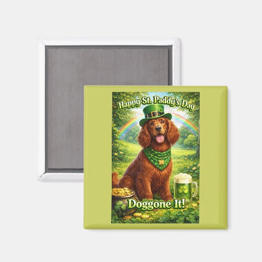 Fijne St. Patrick's Dag Schattige Ierse Setter Magneet (Voorkant / Achterkant)