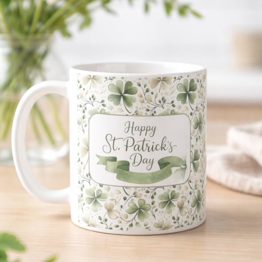 Fijne St. Patrick's Dag Shamrock Mok | Aquarel