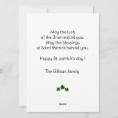 Fijne St. Patrick's dag Shamrocks familie twee fot Feestdagenkaart (Achterkant)