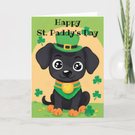 Fijne St. Patrick's Dag Speelse Puppy Vakantieteka Feestdagen Kaart