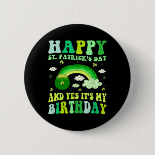 Fijne St. Patrick's Dag Verjaardag Saint Paddys Vr Ronde Button 5,7 Cm