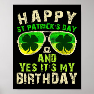 Fijne St Patricks Dag Verjaardag Saint Paddys Vrou Poster