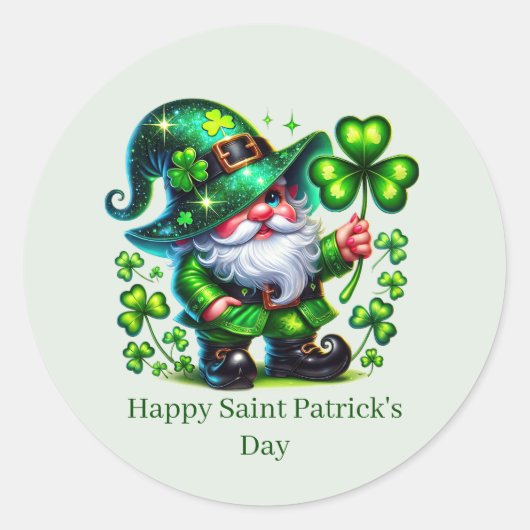 Fijne St. Patrick's Day aanpasbare leprechaun Ronde Sticker (Voorkant)