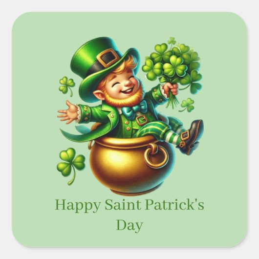 Fijne St. Patrick's Day aanpasbare leprechaun Vierkante Sticker (Voorkant)