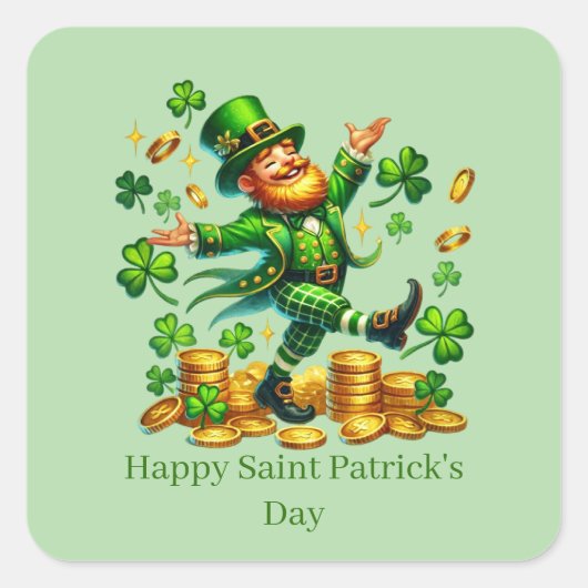 Fijne St. Patrick's Day aanpasbare leprechaun Vierkante Sticker (Voorkant)