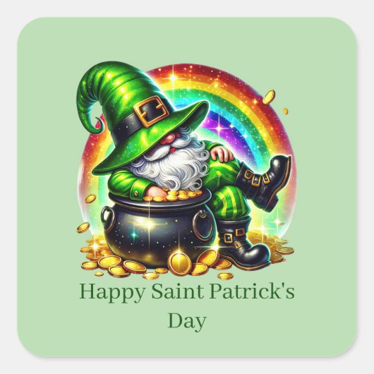 Fijne St. Patrick's Day aanpasbare leprechaun Vierkante Sticker (Voorkant)