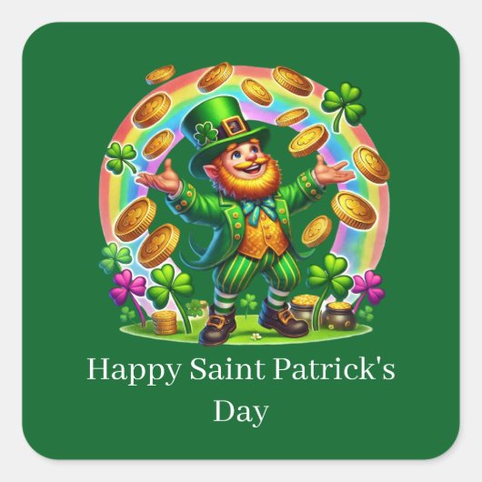 Fijne St. Patrick's Day aanpasbare leprechaun Vierkante Sticker (Voorkant)