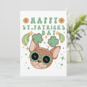 Fijne St. Patrick's day Cute dog met zonnebril Feestdagenkaart (Staand voorkant)