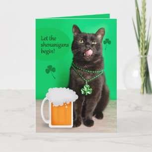 Fijne St Patricks Day Funny Cat with Beer Feestdagen Kaart