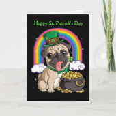 Fijne St. Patrick's Day Pugs-hond verjaardagskaart Kaart (Voorkant)