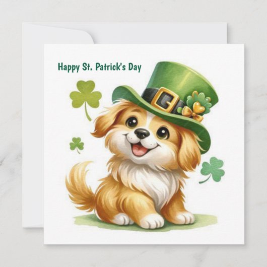 Fijne St. Patrick's Day Puppy Feestdagenkaart (Voorkant)