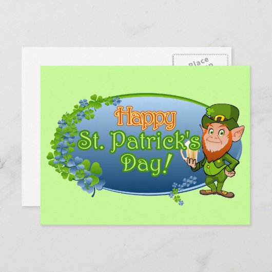 Fijne St. Patrick's Day (Ver 2) Briefkaart (Voorkant / Achterkant)