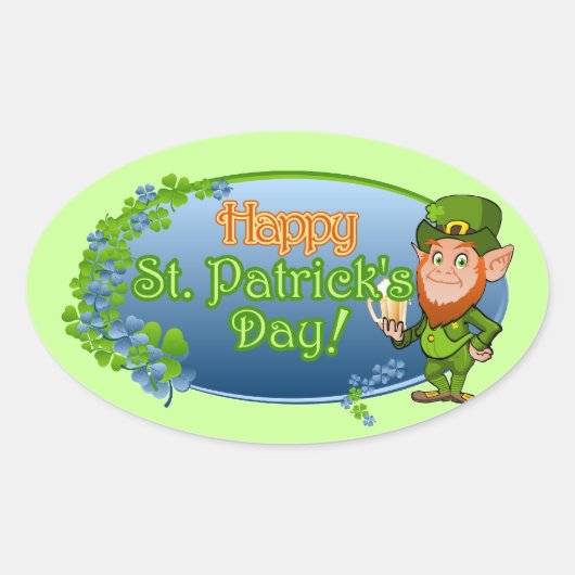 Fijne St. Patrick's Day (Ver 2) Ovale Sticker (Voorkant)