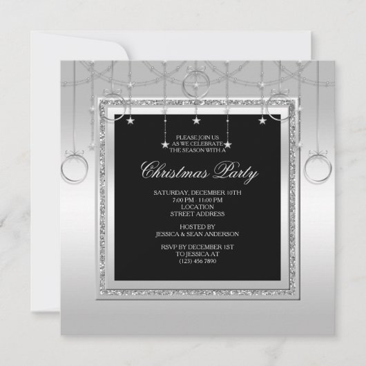 Fijne Sterren & Ringen Kerstfeest Kaart (Voorkant)