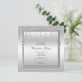 Fijne Sterren & Ringen Zilveren Kerstfeest Kaart (Staand voorkant)