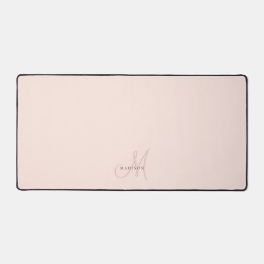 Fijne stijlvolle roze monogram script bureaumat (Voorkant)