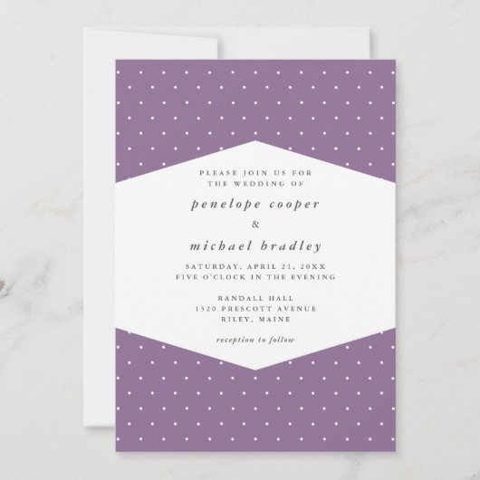 Fijne Stippen Paarse bruiloft Kaart (Voorkant)