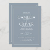 Fijne Stof Blauwe MONOCHROME Bruiloft Kaart (Voorkant / Achterkant)