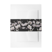 Fijne stoffige paarse bloem waterverf, zwart uitnodigingen wikkel (Voorkant Voorbeeld)