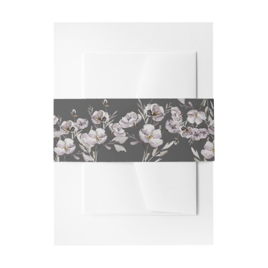 Fijne stoffige paarse waterverf, donkergrijs uitnodigingen wikkel (Voorkant Voorbeeld)