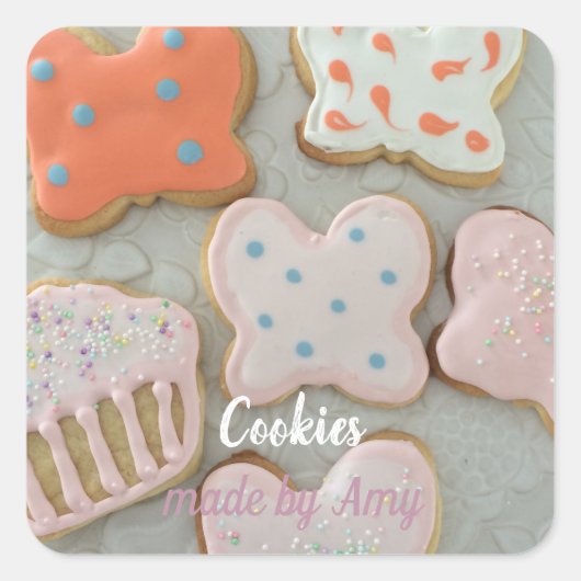 Fijne Suikerkoekjes Vierkante Sticker (Voorkant)