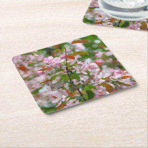 Fijne tak met bloemen appelboom kartonnen onderzetters