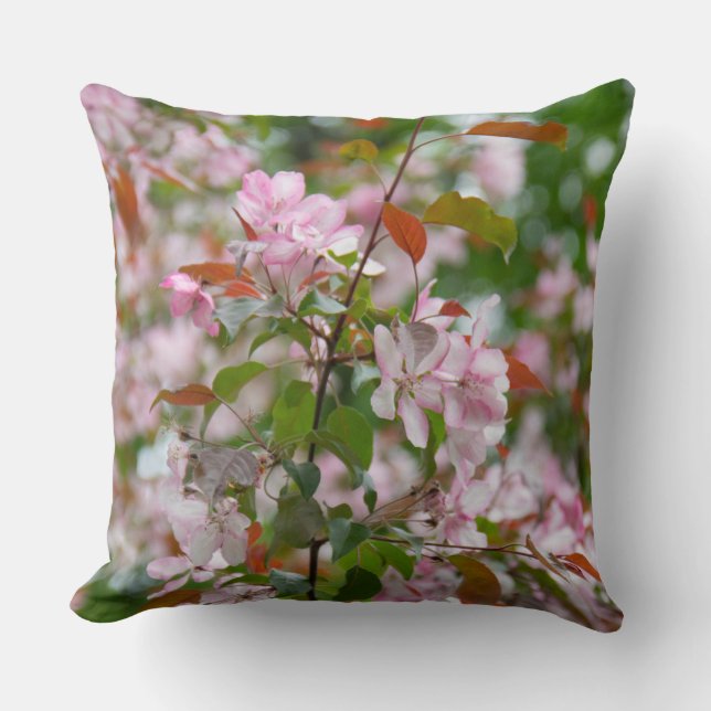 Fijne tak met bloemen appelboom kussen (Voorkant)