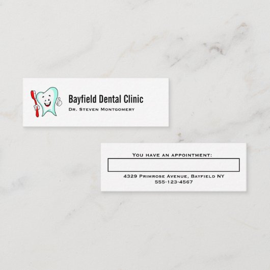 Fijne tandheelkundige benoeming mini visitekaartje (Voorkant / Achterkant)