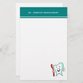 Fijne tandheelkundige verzorging met tandenborstel briefpapier (Voorkant / Achterkant)