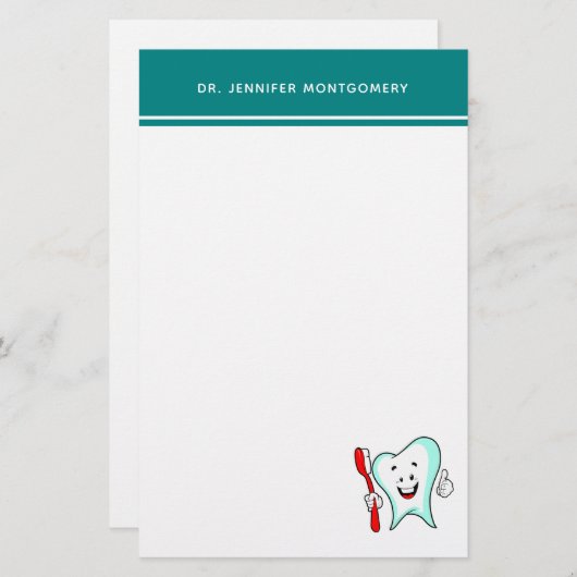 Fijne tandheelkundige verzorging met tandenborstel briefpapier (Voorkant / Achterkant)