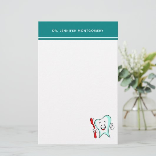 Fijne tandheelkundige verzorging met tandenborstel briefpapier (Staand voorkant)