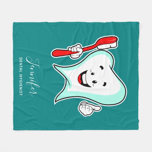 Fijne tandheelkundige verzorging met tandenborstel fleece deken (Voorkant (Horizontaal))